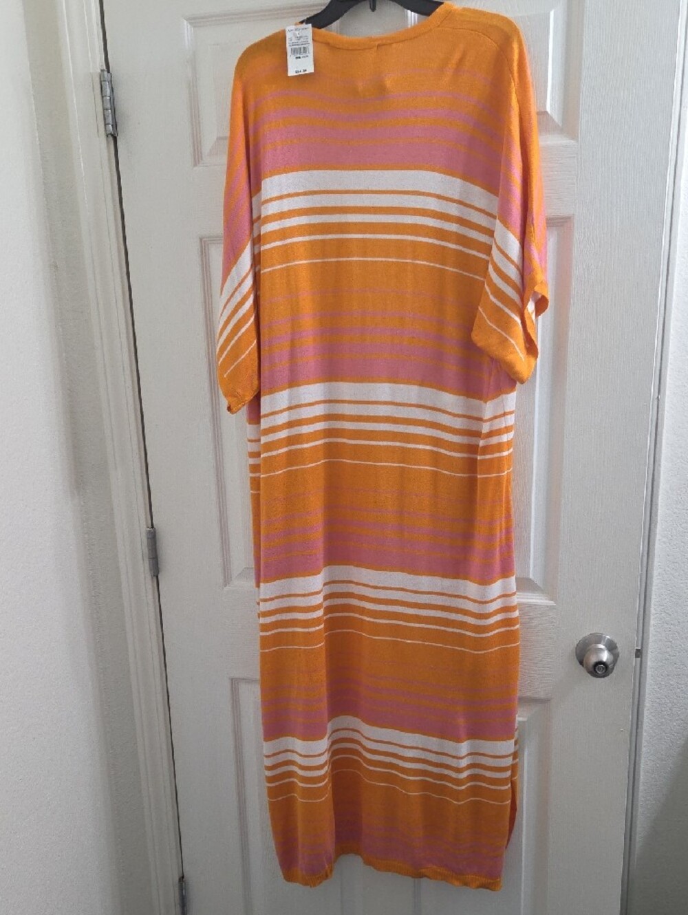 Ashley Stewart Orange Pink Striped Long Cardigan - Picture 6 of 7